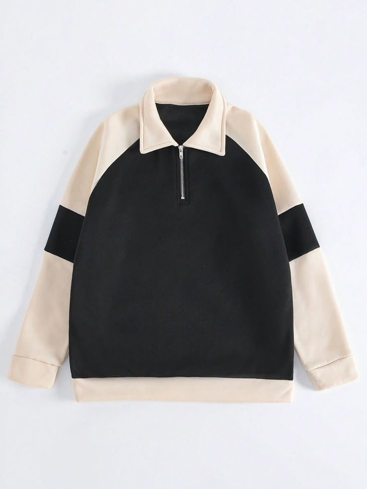 korean t-shirt with collor zip and full sleeve in black & pink color